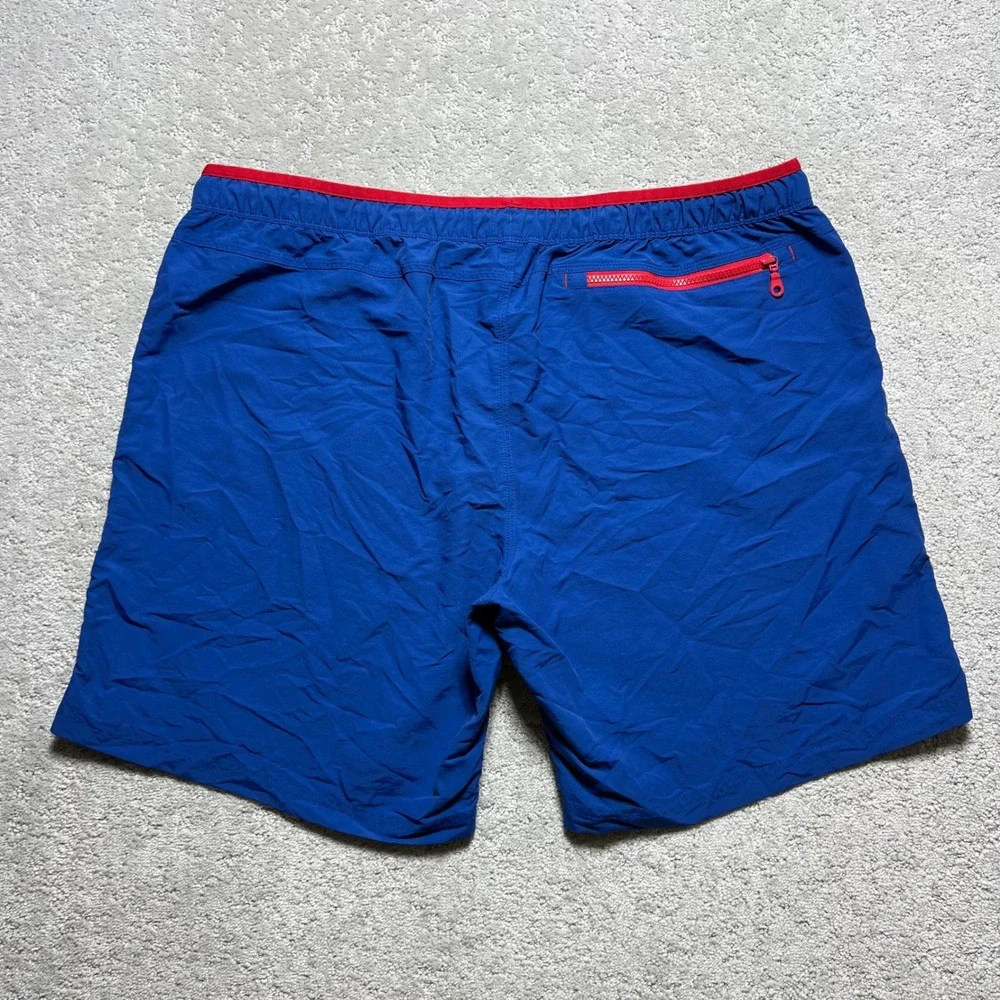 Duluth Trading Co Grab Shorts Mens 2XL Blue Red‎ Swim Trunks Board Mesh Lined